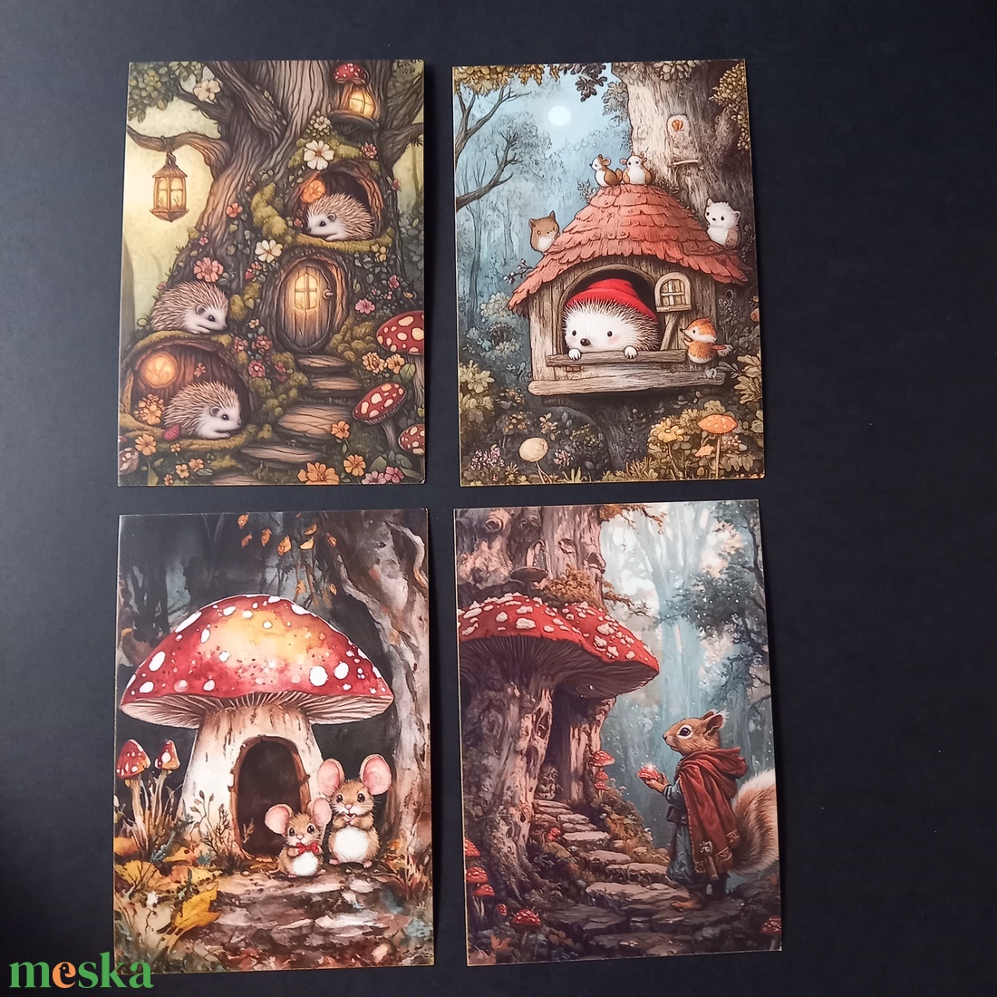 Sünis, egérkés mintájú képek dekoráláshoz 4 db 10x14,5 cm - kellékek & szerszámok - dekorációs kellékek - egyéb kellékek - Meska.hu