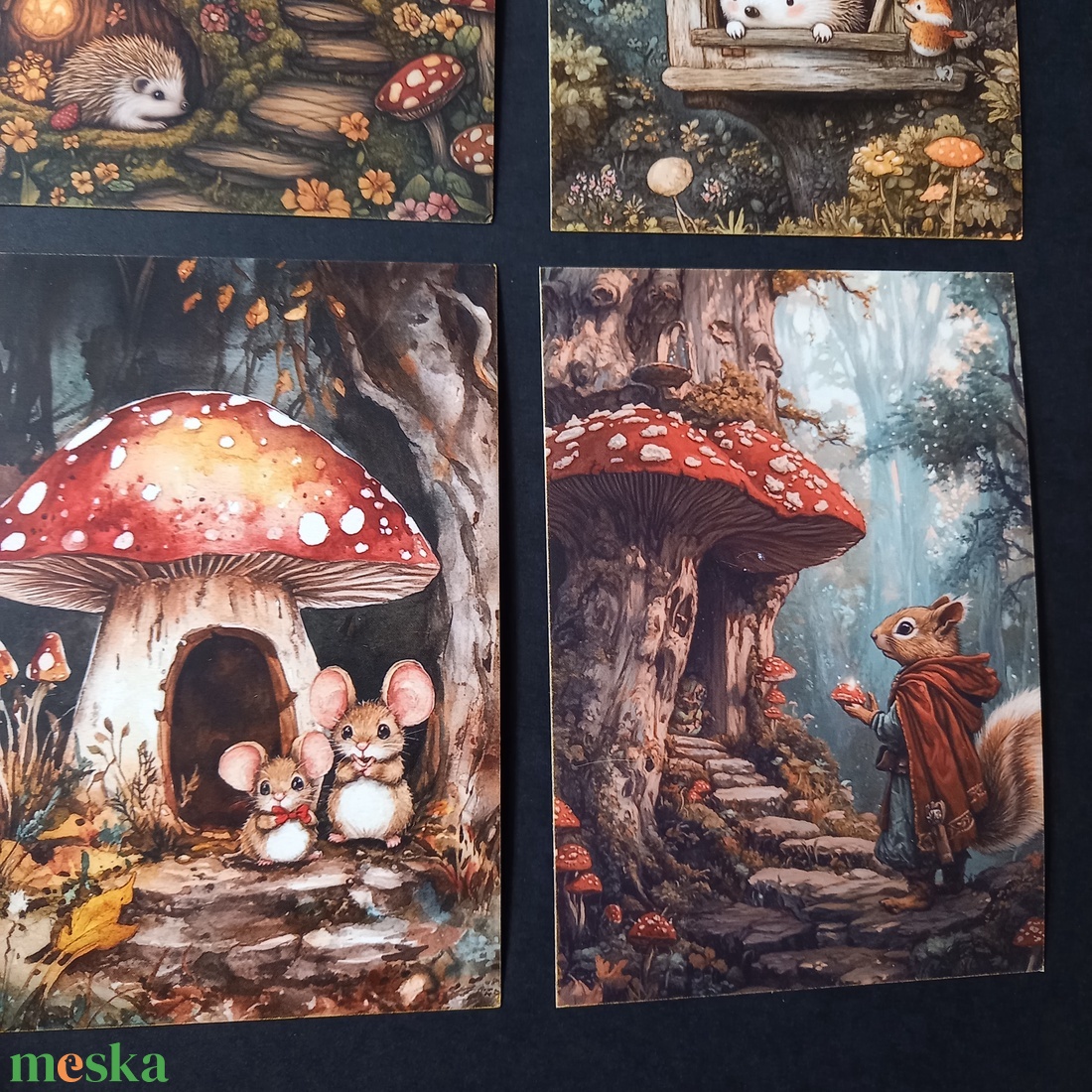 Sünis, egérkés mintájú képek dekoráláshoz 4 db 10x14,5 cm - kellékek & szerszámok - dekorációs kellékek - egyéb kellékek - Meska.hu