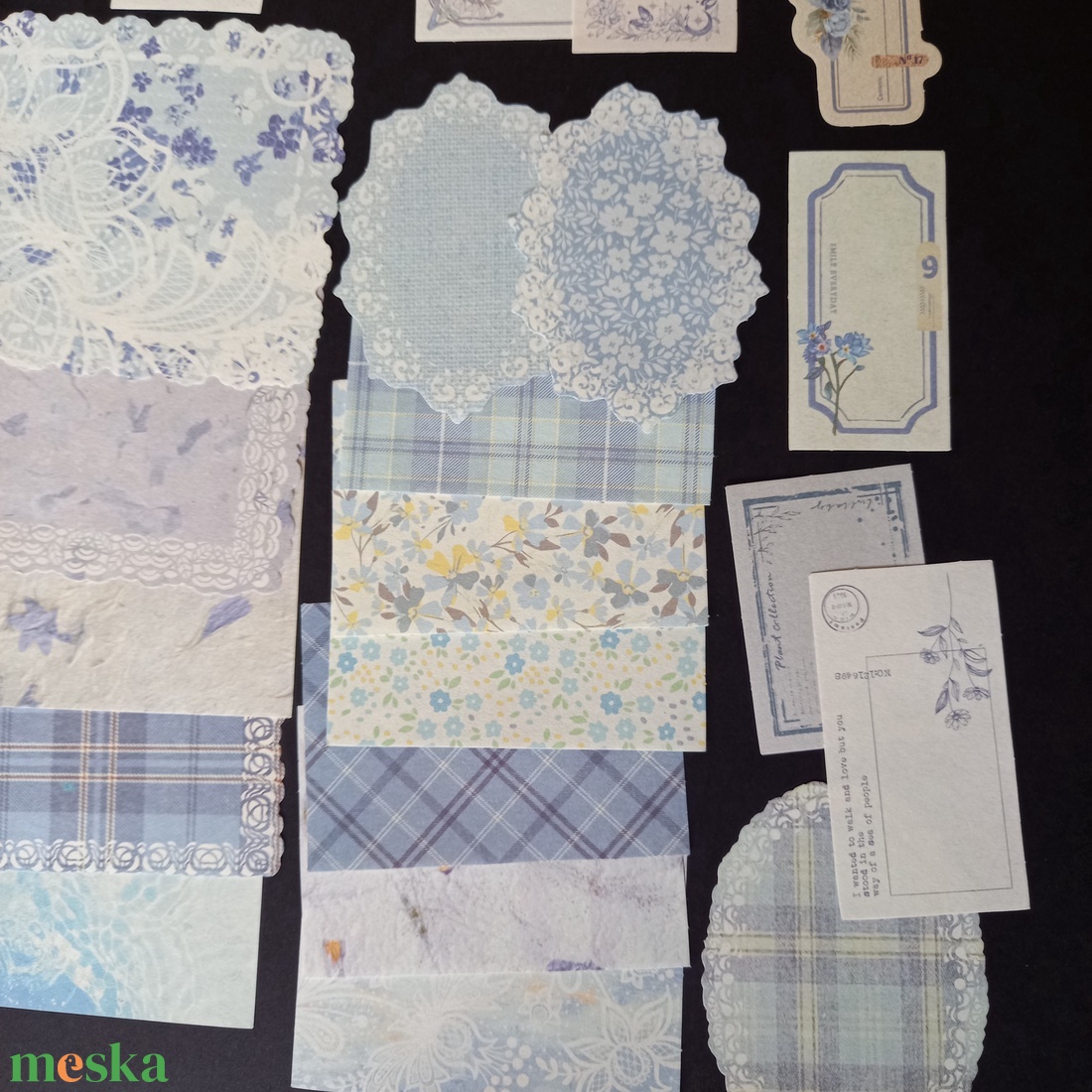 Kékes scrapbook díszítő alapanyag csomag 30 db - kellékek & szerszámok - dekorációs kellékek - egyéb kellékek - Meska.hu