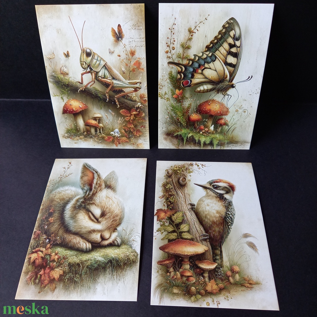 Erdei állatos képek dekoráláshoz 4 db 10x14,5 cm - kellékek & szerszámok - dekorációs kellékek - egyéb kellékek - Meska.hu