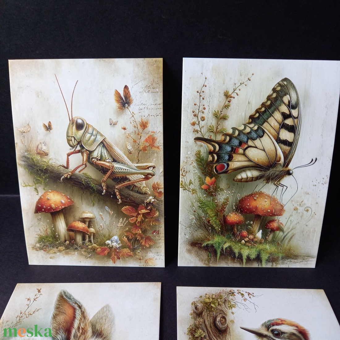 Erdei állatos képek dekoráláshoz 4 db 10x14,5 cm - kellékek & szerszámok - dekorációs kellékek - egyéb kellékek - Meska.hu
