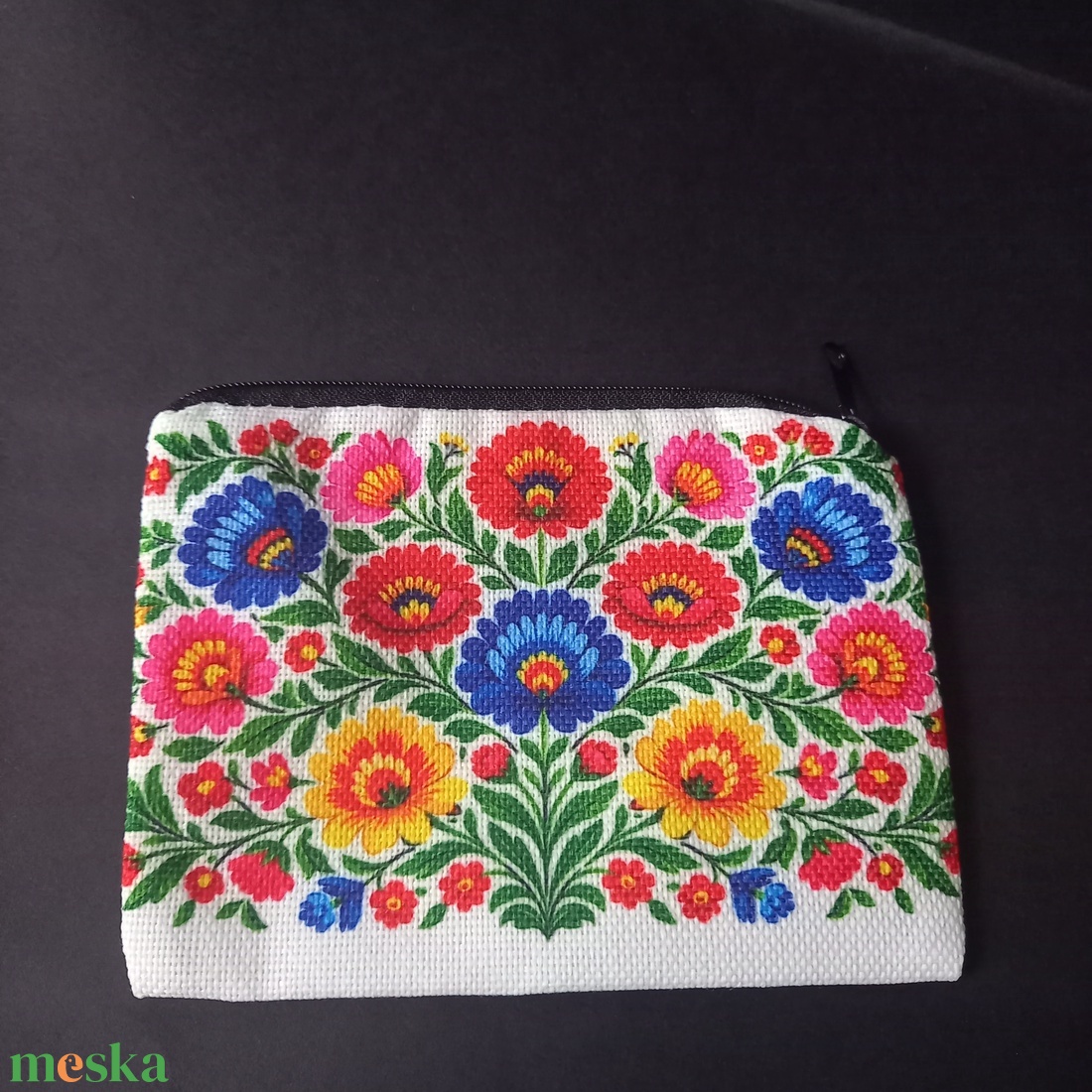 Hímzett virágos textil pénztárca,  kártyatartó - táska & tok - pénztárca & más tok - pénztárca - női pénztárca - Meska.hu