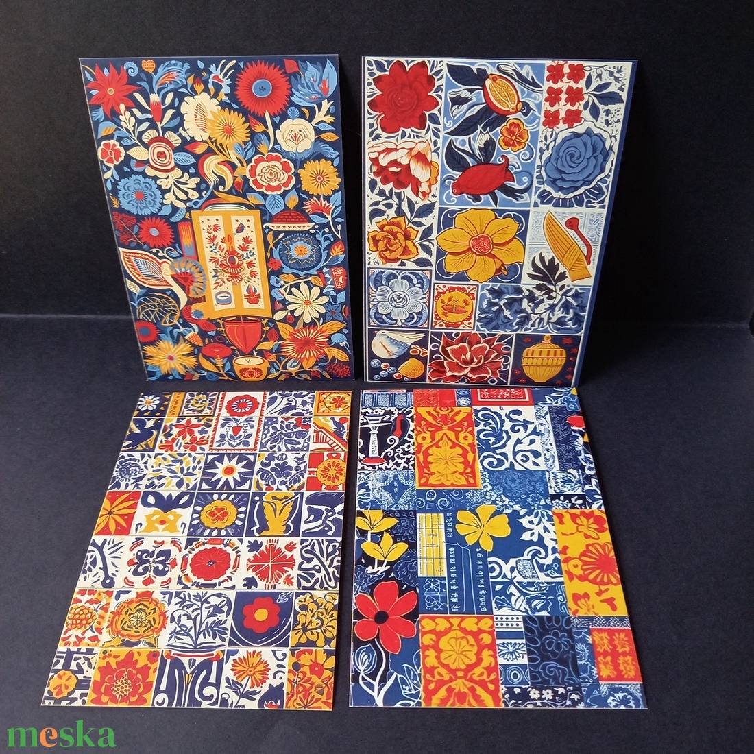 Csempe mintájú képek dekoráláshoz 4 db 10x14,5 cm - kellékek & szerszámok - dekorációs kellékek - egyéb kellékek - Meska.hu