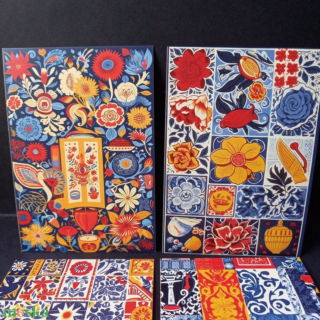 Csempe mintájú képek dekoráláshoz 4 db 10x14,5 cm - kellékek & szerszámok - dekorációs kellékek - egyéb kellékek - Meska.hu