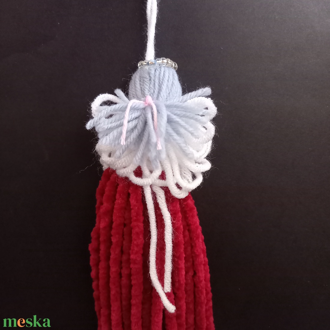 Angyal, angyalka bordó, fehér színű 18 cm - karácsony - karácsonyi lakásdekoráció - karácsonyfadíszek - Meska.hu