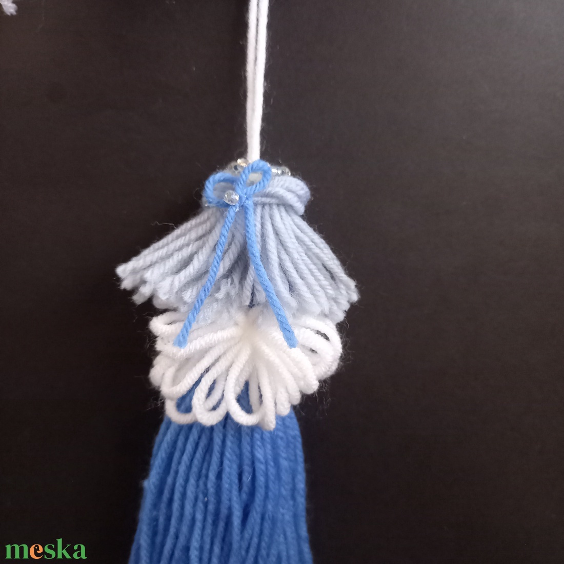 Angyal, angyalka kék, fehér színű 18 cm - karácsony - karácsonyi lakásdekoráció - karácsonyfadíszek - Meska.hu