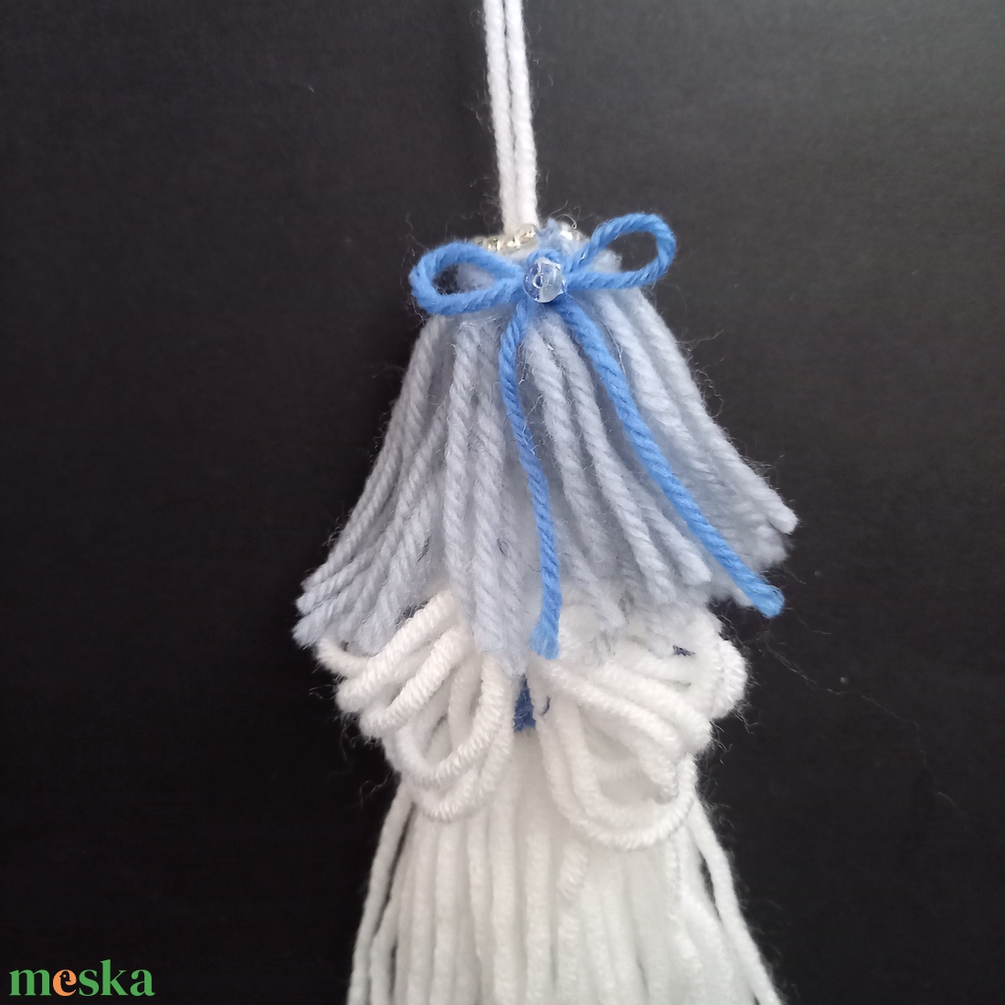 Angyal, angyalka fehér, kék színű 17 cm - karácsony - karácsonyi lakásdekoráció - karácsonyfadíszek - Meska.hu