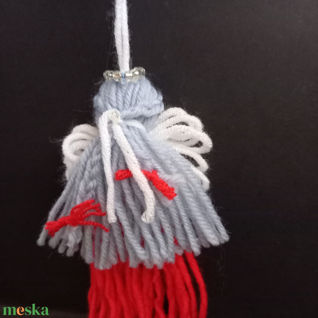 Angyal, angyalka piros, fehér színű 16 cm - karácsony - karácsonyi lakásdekoráció - karácsonyfadíszek - Meska.hu