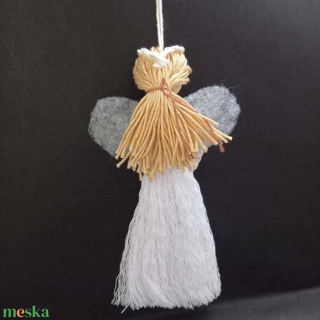 Karácsonyi makramé angyal, angyalka 18 cm - karácsony - karácsonyi lakásdekoráció - karácsonyfadíszek - Meska.hu
