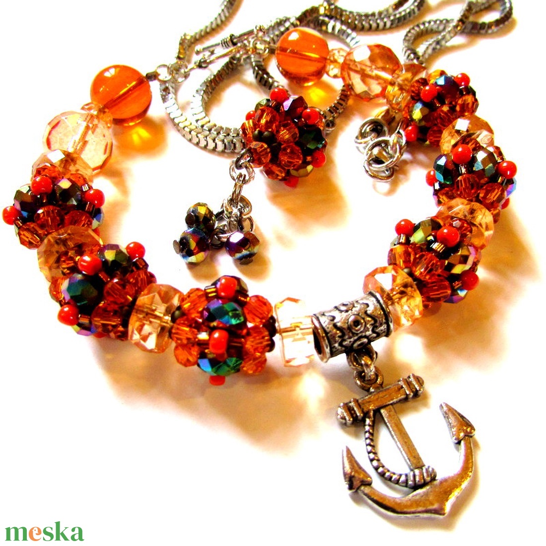 Narancsvidék - szett AKCIÓ! - ékszer - karkötő - széles karkötő - Meska.hu