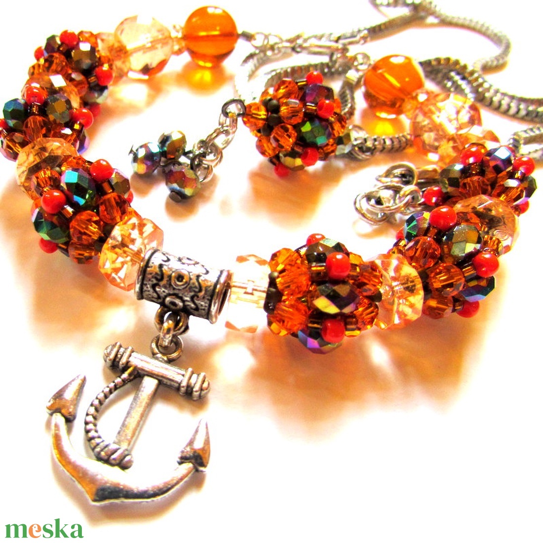 Narancsvidék - szett AKCIÓ! - ékszer - karkötő - széles karkötő - Meska.hu