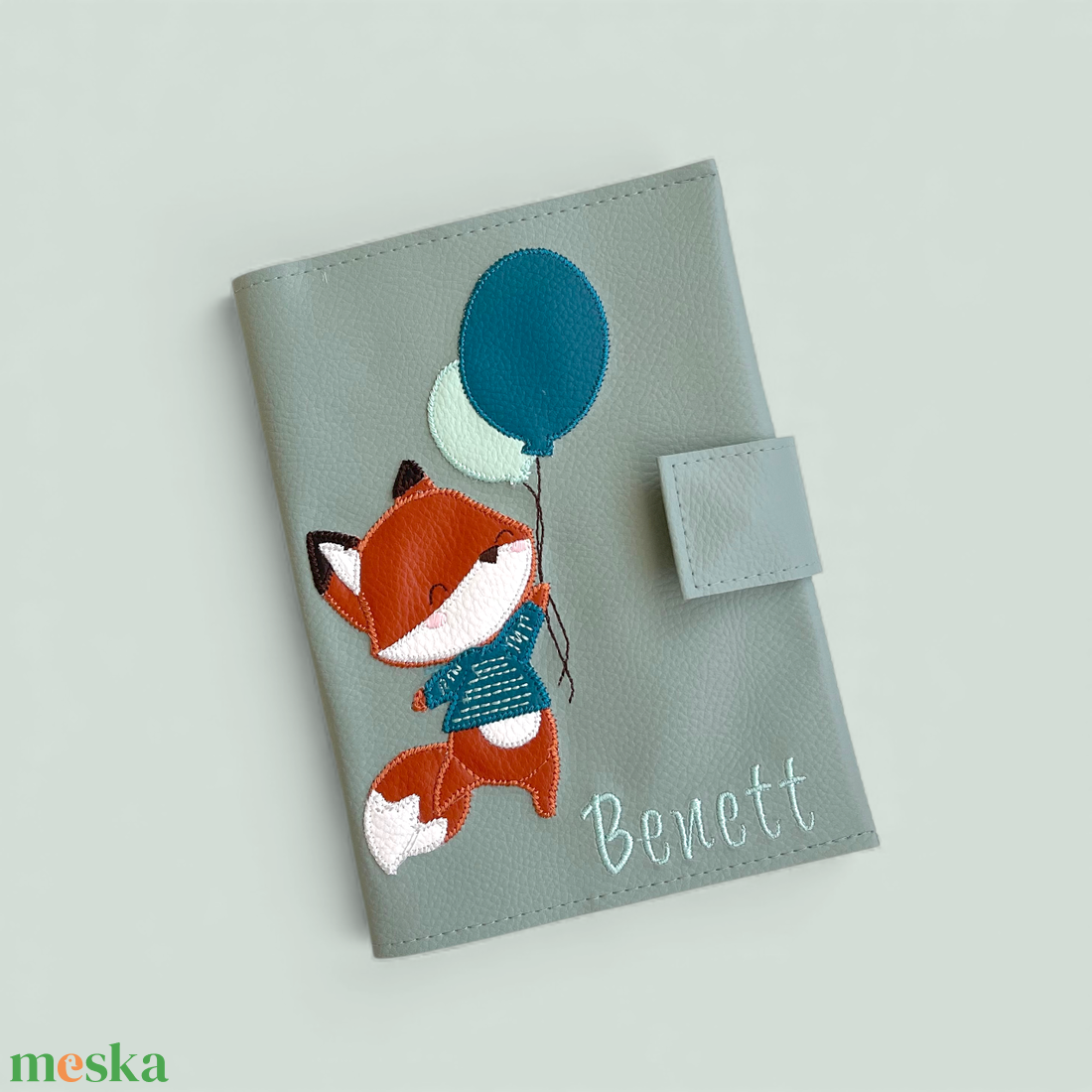 Zsálya alapon lufis rókamintás baba irattartó tok - táska & tok - pénztárca & más tok - kártyatartó & irattartó - Meska.hu