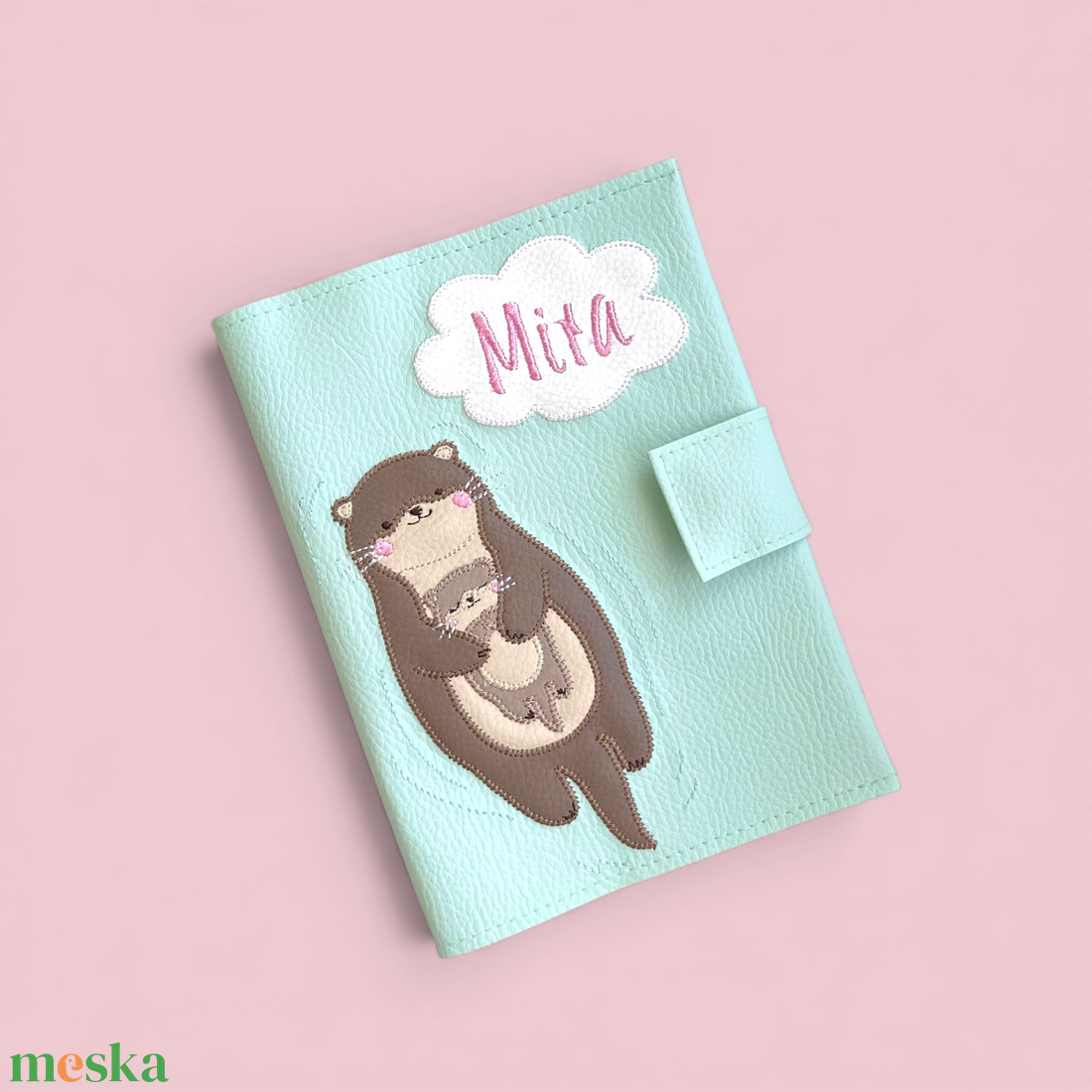 Menta alapon vidra mama és kicsinye mintás egészségügyi kiskönyv borító és irattartó névhímzéssel - otthon & életmód - papír, írószer - egészségügyi kiskönyv borító - Meska.hu