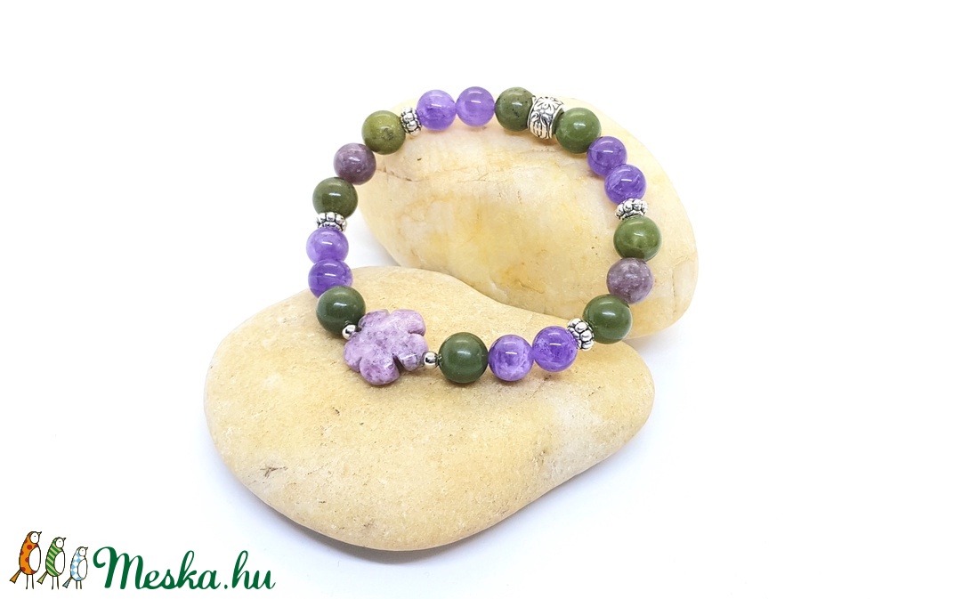 Levendulás kert - ametiszt, jáde, lepidolit ásványkarkötő -  - Meska.hu