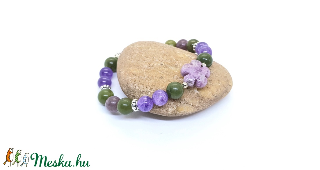 Levendulás kert - ametiszt, jáde, lepidolit ásványkarkötő -  - Meska.hu