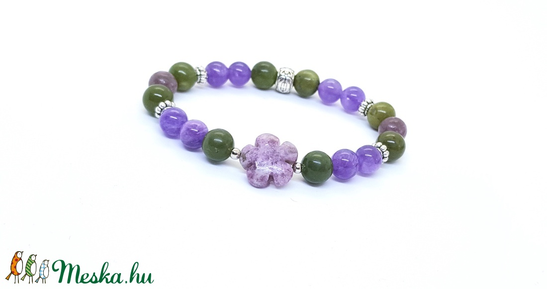Levendulás kert - ametiszt, jáde, lepidolit ásványkarkötő -  - Meska.hu