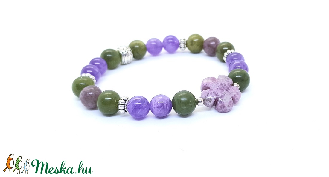 Levendulás kert - ametiszt, jáde, lepidolit ásványkarkötő -  - Meska.hu