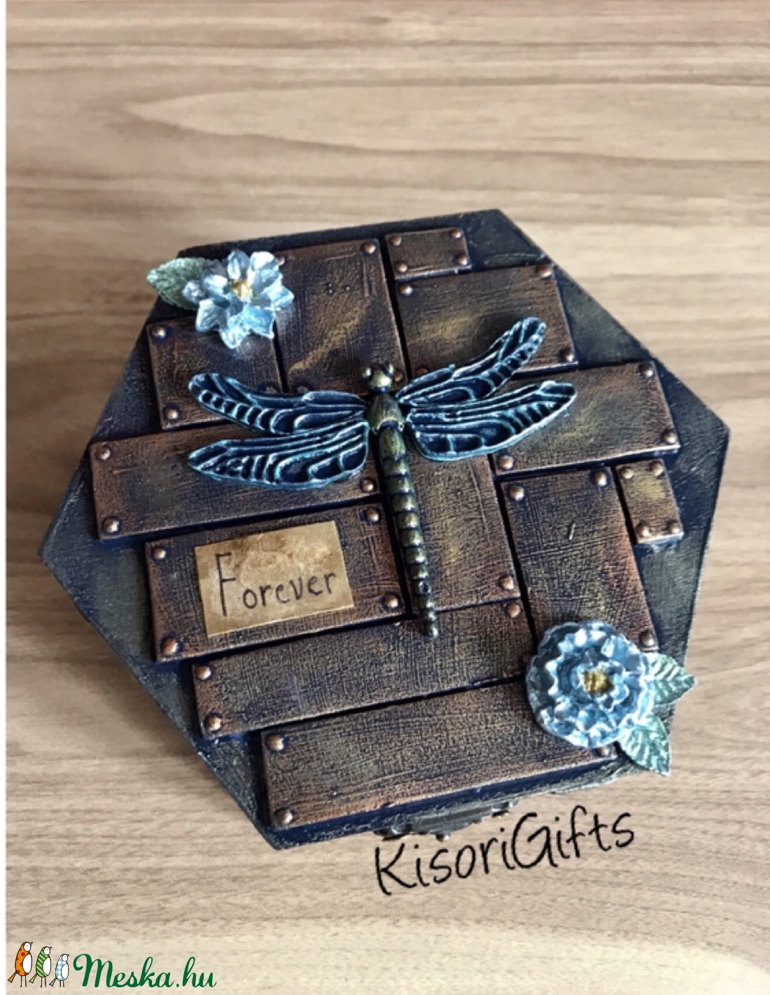 Szitakötős mixed-media ékszerdoboz, steampunk, választható felirattal - - Meska.hu Szitakötős mixed-media ékszerdoboz, steampunk, választható felirattal - - Meska.hu
