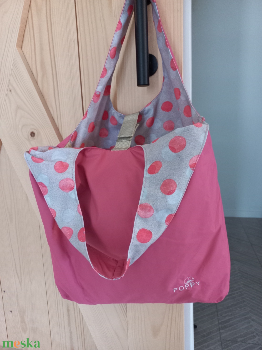 Poppy összecsukható bevásárlótáska / lazac pöttyös - táska & tok - bevásárlás & shopper táska - shopper, textiltáska, szatyor - Meska.hu