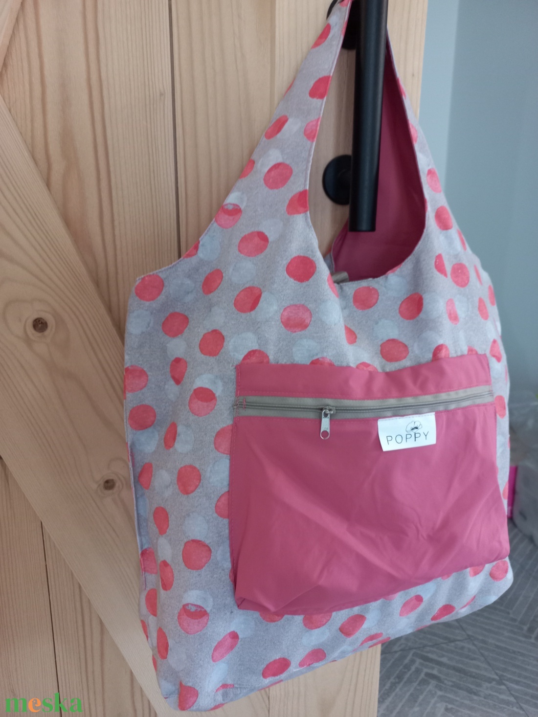 Poppy összecsukható bevásárlótáska / lazac pöttyös - táska & tok - bevásárlás & shopper táska - shopper, textiltáska, szatyor - Meska.hu