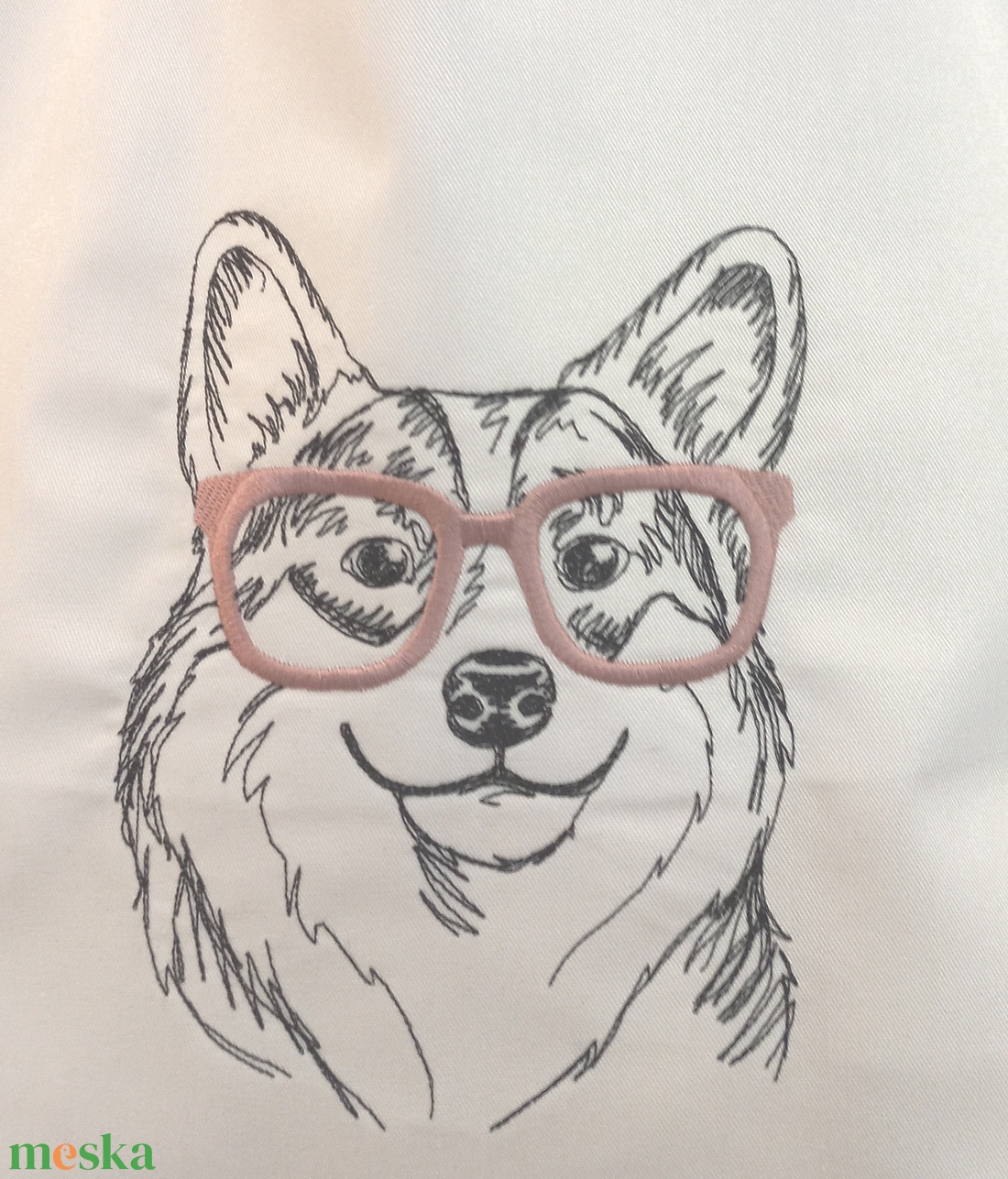 Hímzett vászontáska / szemüveges corgi kutya - táska & tok - bevásárlás & shopper táska - kenyeres zsák - Meska.hu Hímzett vászontáska / szemüveges corgi kutya - táska & tok - bevásárlás & shopper táska - kenyeres zsák - Meska.hu