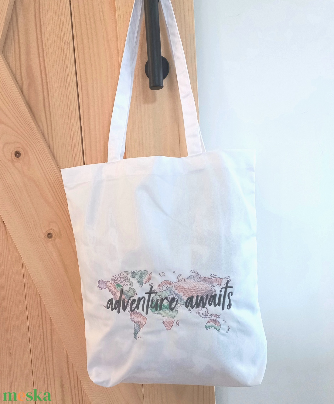 Hímzett vászontáska / földtérkép - táska & tok - bevásárlás & shopper táska - shopper, textiltáska, szatyor - Meska.hu
