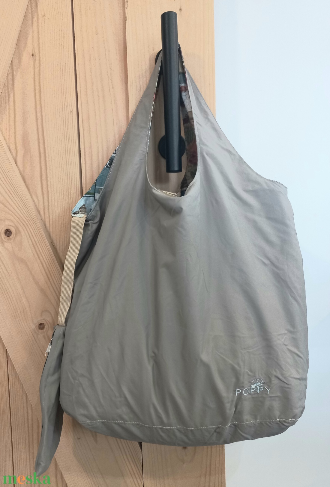 Poppy összecsukható bevásárlótáska / drapp farmos - táska & tok - bevásárlás & shopper táska - shopper, textiltáska, szatyor - Meska.hu