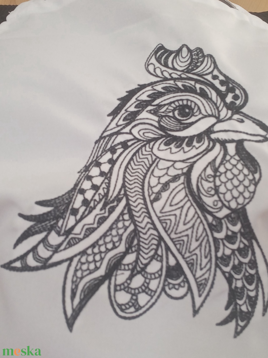 Hímzett kötény-kakas /fehér - otthon & életmód - konyhafelszerelés, tálalás - konyhai textil - kötény - Meska.hu
