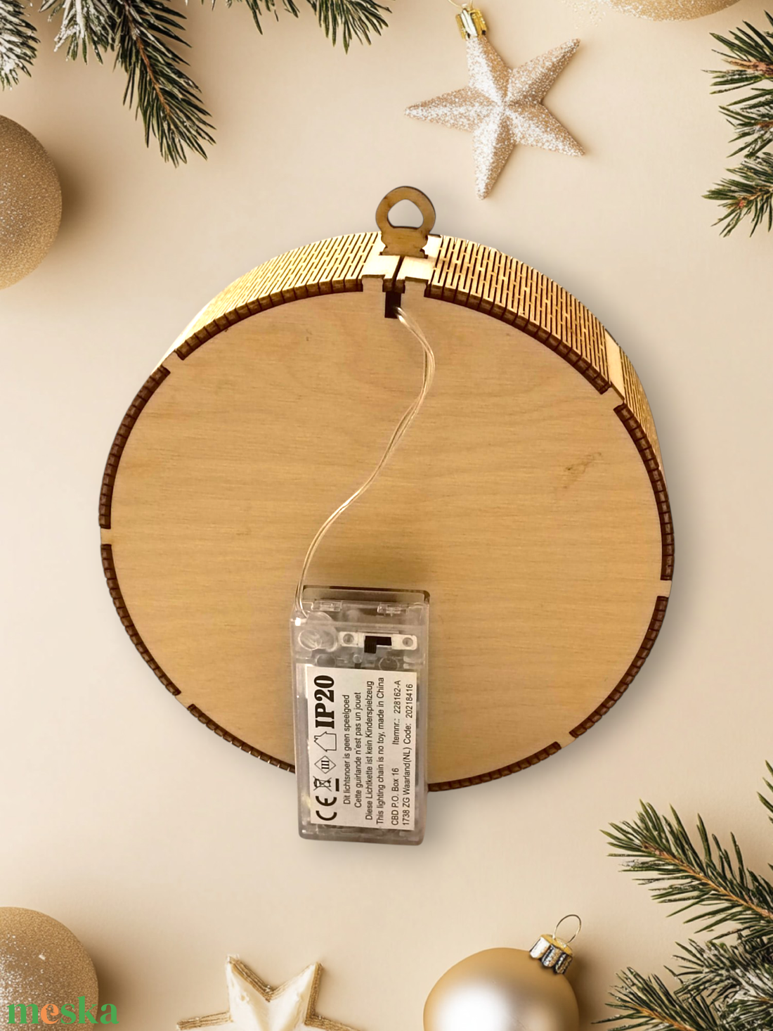 Karácsonyi Betlehem dekor doboz kör alakú LED világítással  meghitt, ünnepi asztaldísz - karácsony - karácsonyi lakásdekoráció - karácsonyfadíszek - Meska.hu