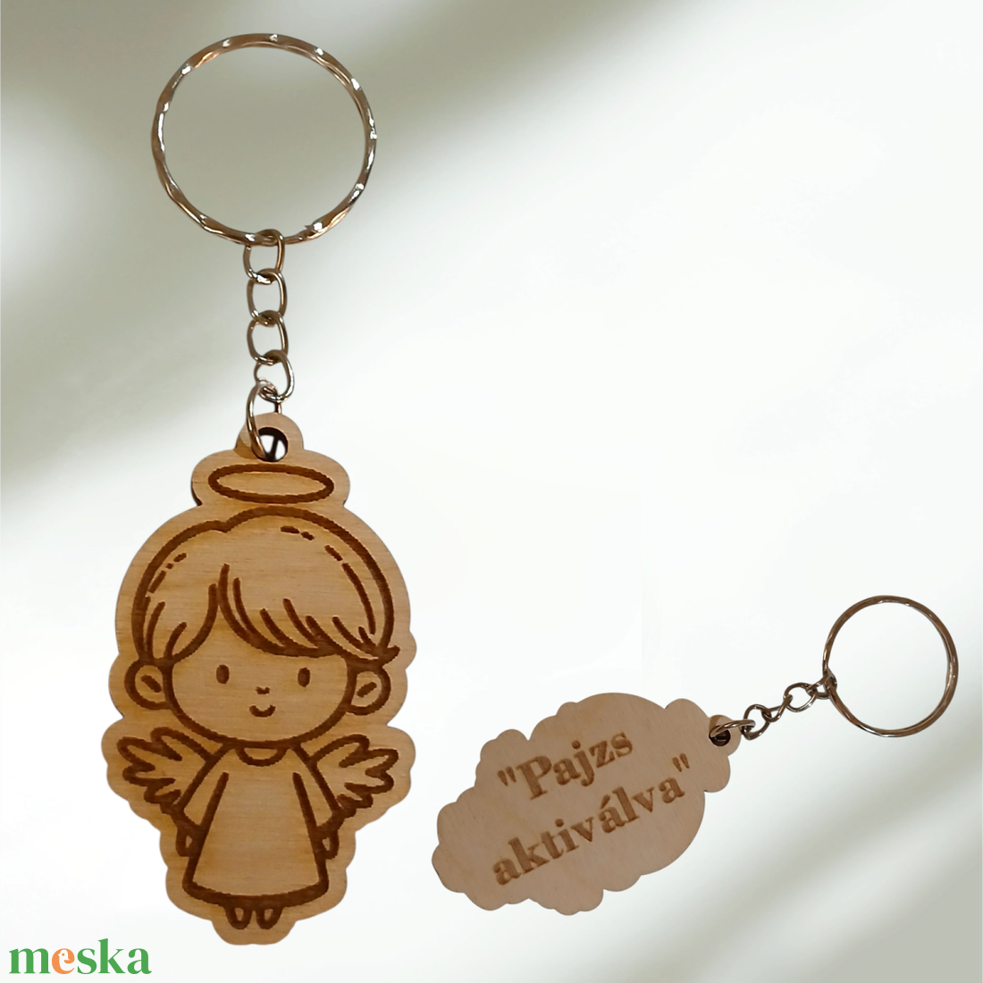 Őrangyal Kulcstartó � Gravírozott Fa Talizmán Pozitív Üzenettel - táska & tok - kulcstartó & táskadísz - kulcstartó - Meska.hu