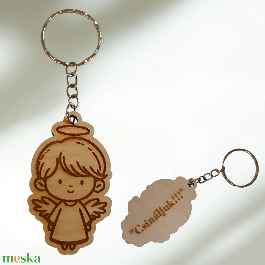 Őrangyal Kulcstartó � Gravírozott Fa Talizmán Pozitív Üzenettel - táska & tok - kulcstartó & táskadísz - kulcstartó - Meska.hu