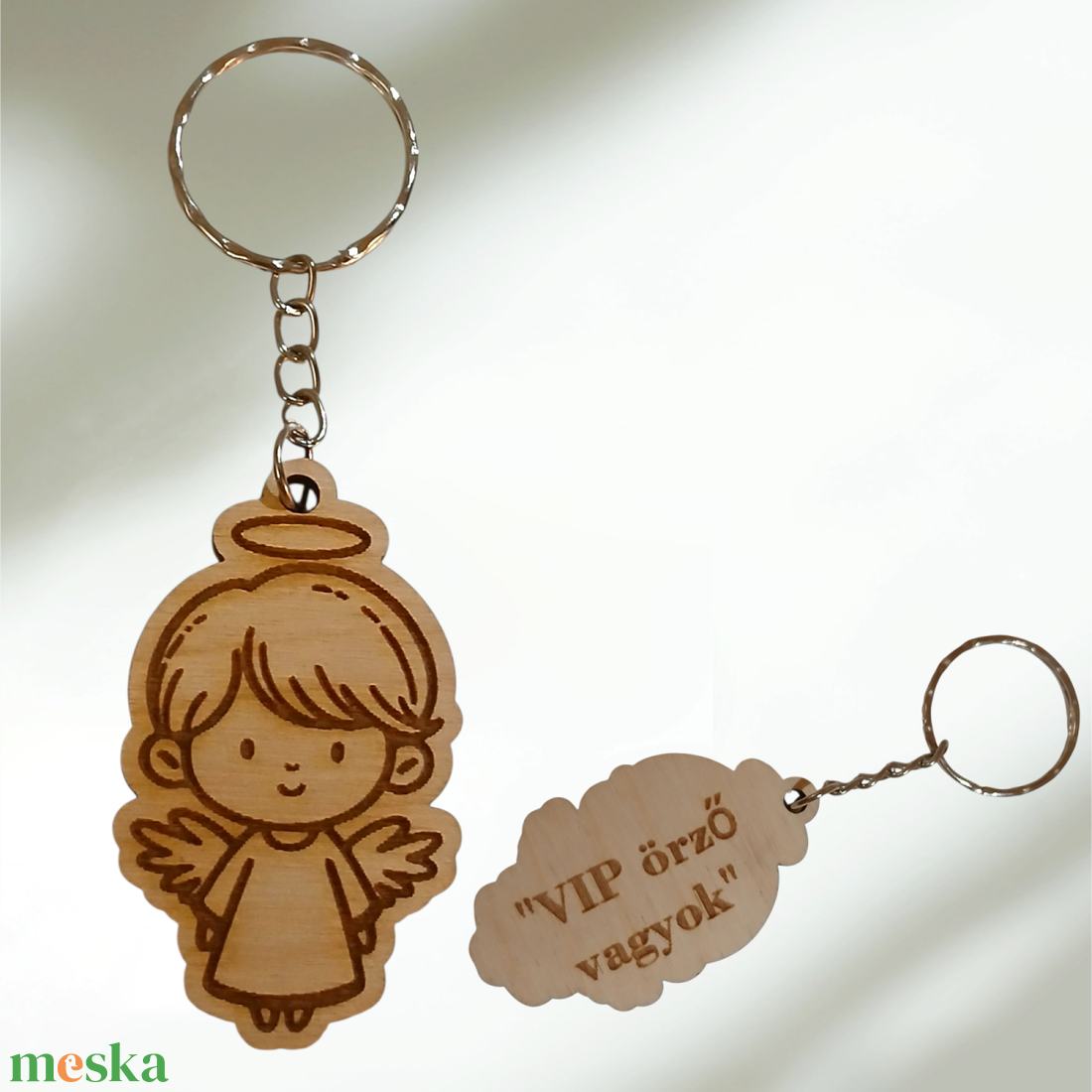 Őrangyal Kulcstartó � Gravírozott Fa Talizmán Pozitív Üzenettel - táska & tok - kulcstartó & táskadísz - kulcstartó - Meska.hu