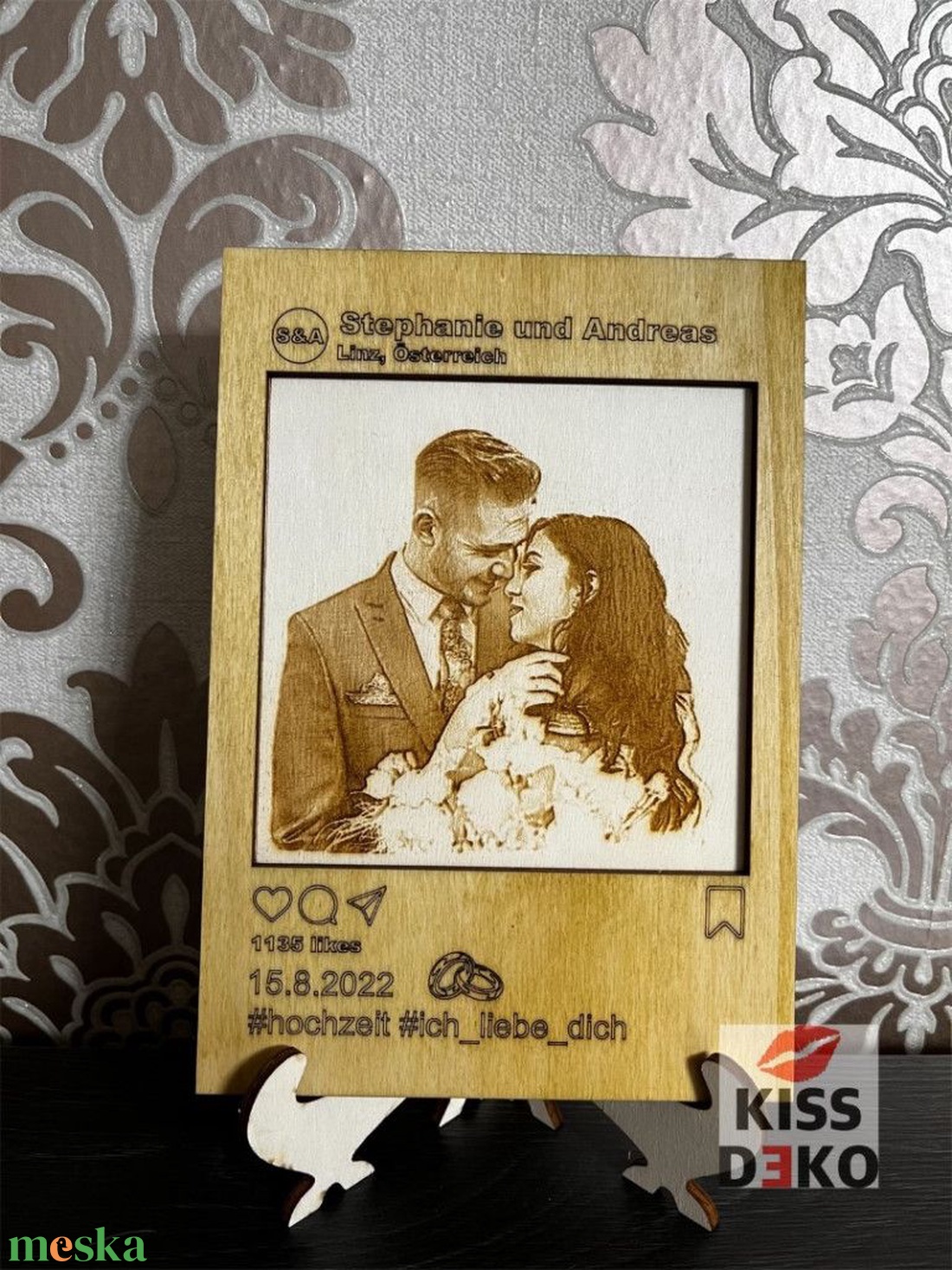 Egyedi Gravírozott Fényképes Fa Keret � Feliratos, Tartóval (Saját Fotóval) - otthon & életmód - dekoráció - kép & falikép - képkeret - Meska.hu