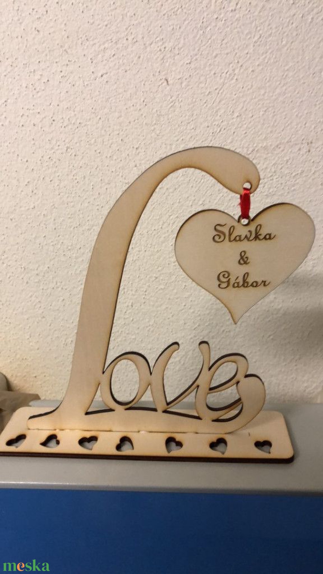LOVE asztaldísz szívvel � romantikus fa dekoráció esküvőre és otthonra - otthon & életmód - dekoráció - asztal és polc dekoráció - asztaldísz - Meska.hu