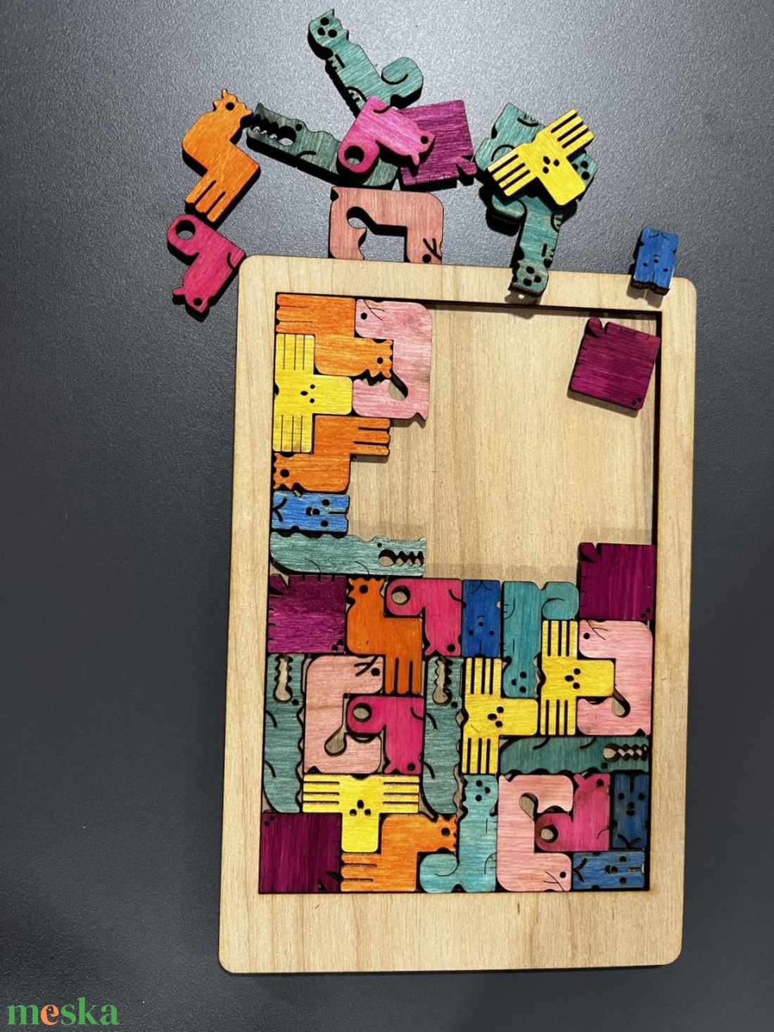 Állatos Tetrisz fa játék � logikai kihívás gyerekeknek - játék & sport - készségfejlesztő és logikai játék - szín és formaválogató játékok - Meska.hu