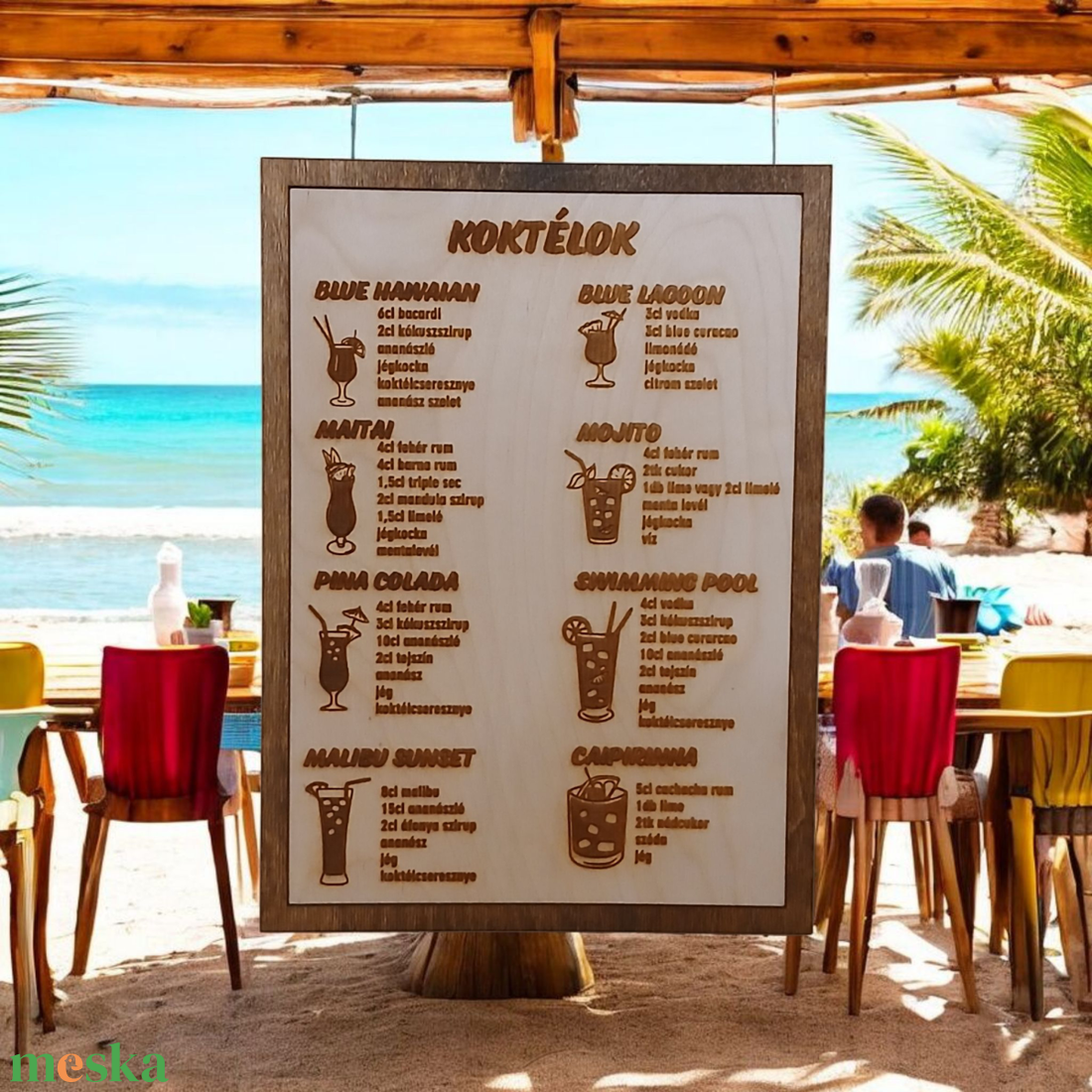 Egyedi gravírozott koktéltábla � 8 saját recepttel és névvel - otthon & életmód - dekoráció - fali és függő dekoráció - falra akasztható dekor - Meska.hu