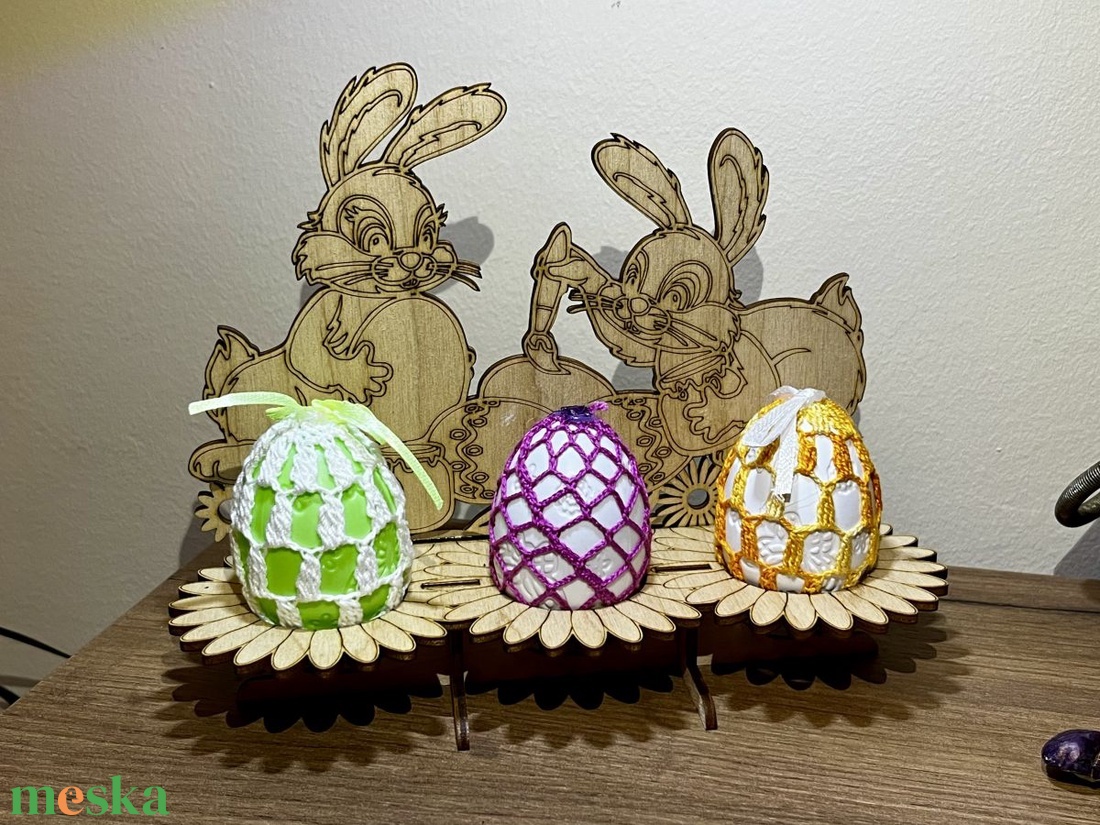 3 férőhelyes húsvéti fa tojástartó nyuszikkal � egyedi ünnepi asztaldekoráció - otthon & életmód - dekoráció - húsvéti asztaldíszek - Meska.hu