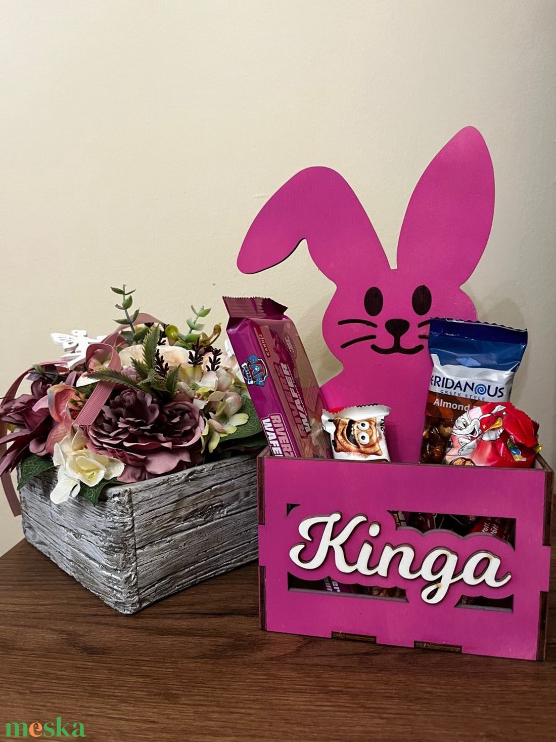 Egyedi neves húsvéti fa csokikosár � személyre szabott édességgyűjtő - otthon & életmód - dekoráció - húsvéti asztaldíszek - Meska.hu