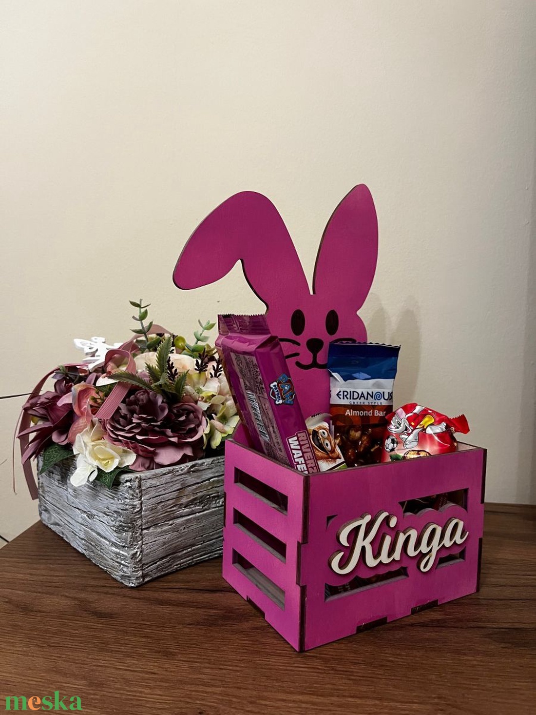 Egyedi neves húsvéti fa csokikosár � személyre szabott édességgyűjtő - otthon & életmód - dekoráció - húsvéti asztaldíszek - Meska.hu