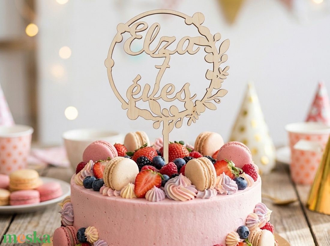 Egyedi Névre Szóló Virágkoszorús Fa Tortadísz Születésnapra � Személyre Szabott Névvel és Életkorral Tortabeszúró Gyerek - otthon & életmód - konyhafelszerelés, tálalás - sütés, főzés - sütidísz - Meska.hu
