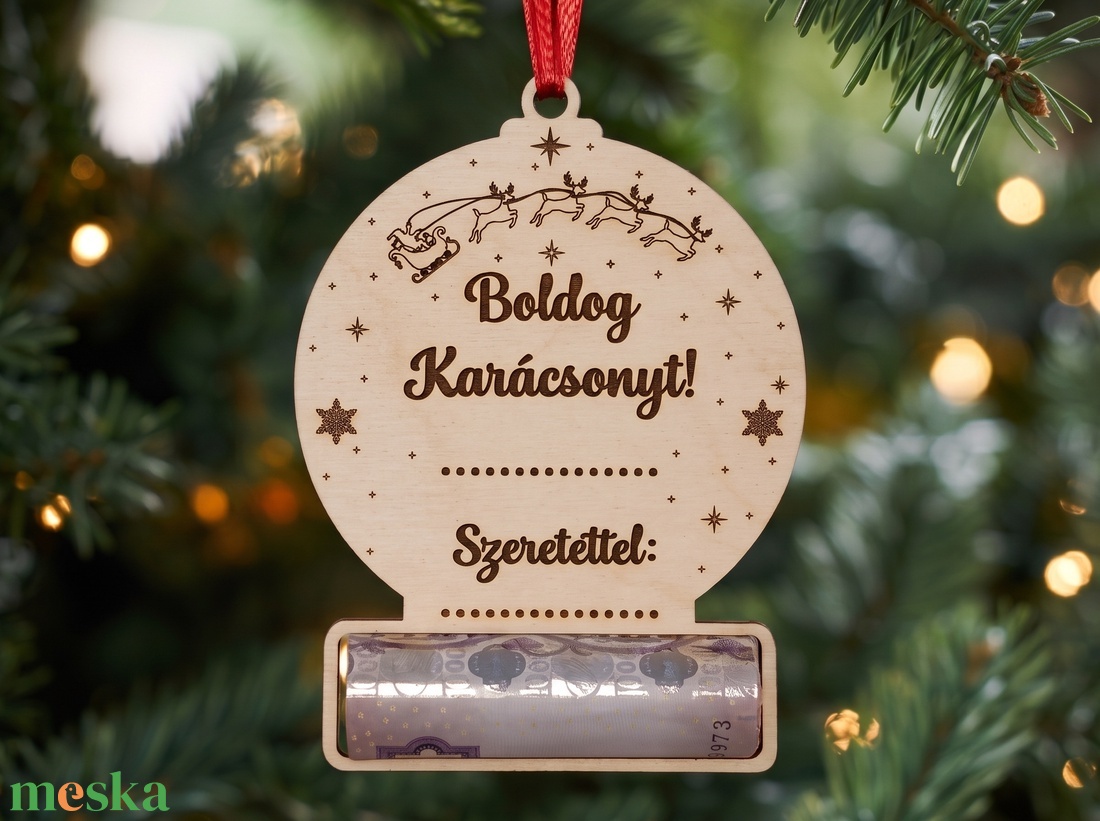 Kitölthető Fa Karácsonyi Pénzátadó Gömbdísz Fenyőfára � Saját Kézírással Személyre Szabható Gravírozott Fa Ajándékkísérő - karácsony - karácsonyi lakásdekoráció - karácsonyfadíszek - Meska.hu