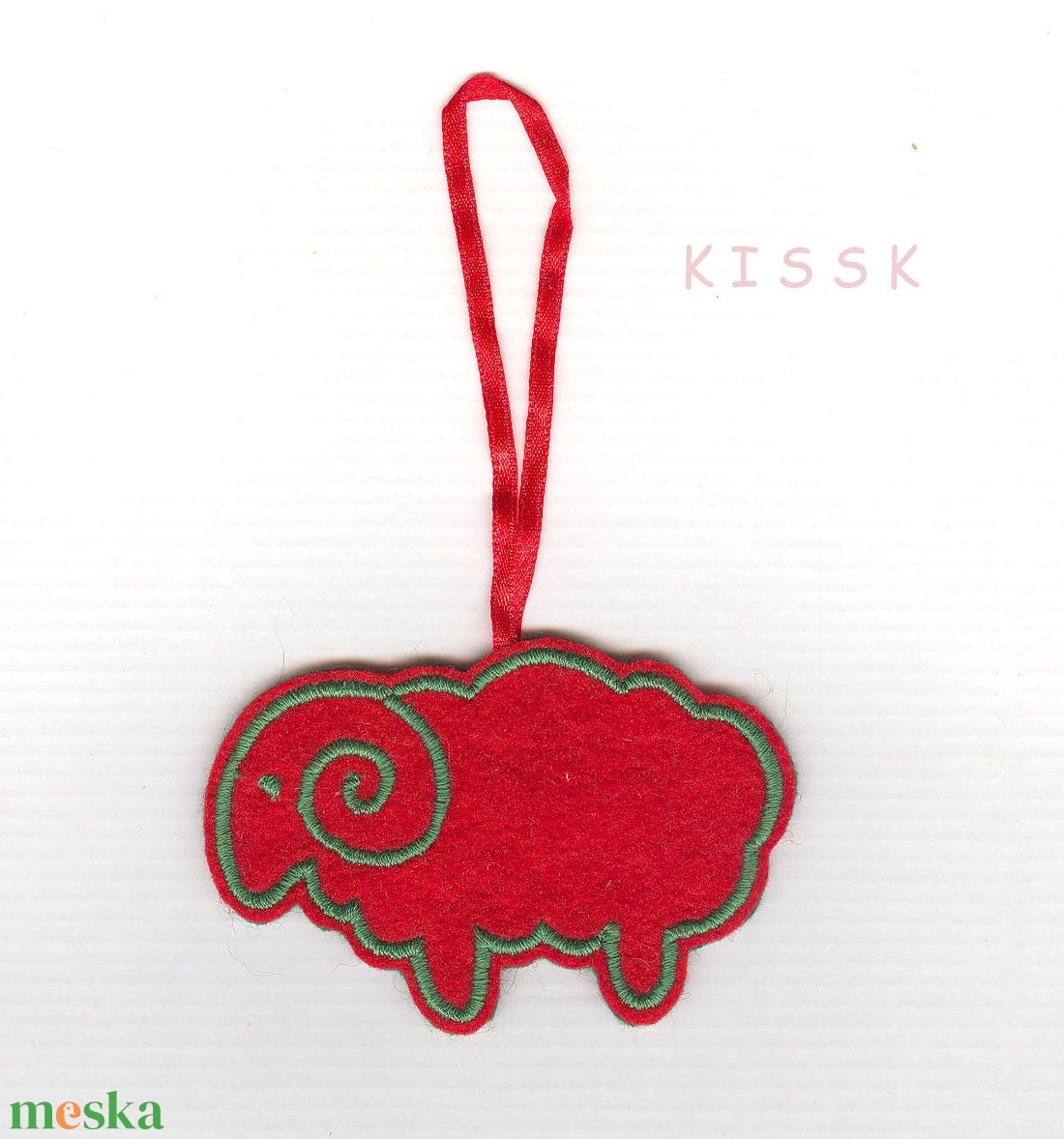 Piros - zöld bárányka dísz, dekoráció - otthon & lakás - dekoráció - fali és függő dekoráció - függődísz - Meska.hu