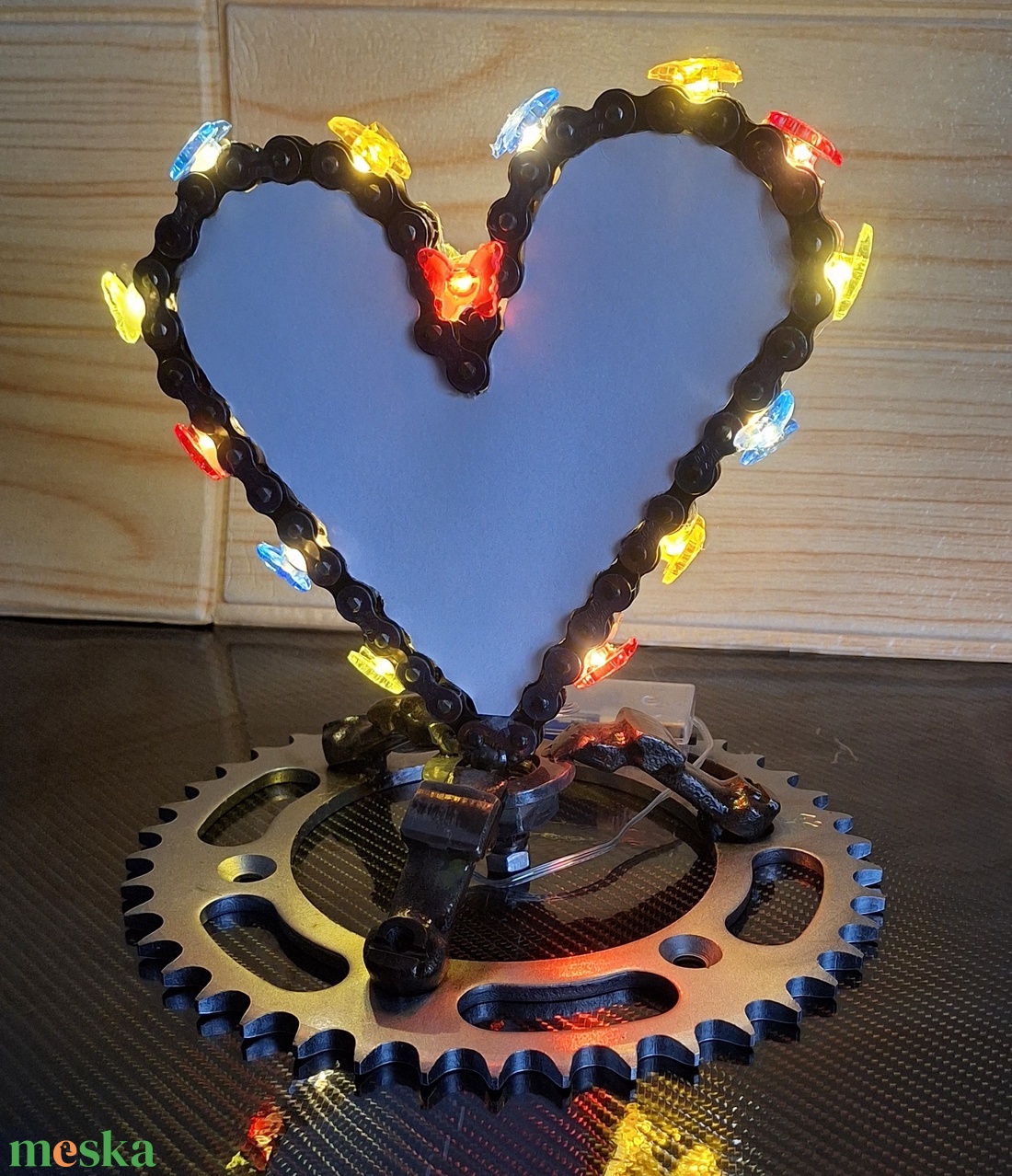 Kézzel készült, egyedi Ledes Lánc Szív  fényképtartóval - otthon & életmód - lámpa - hangulatlámpa - Meska.hu