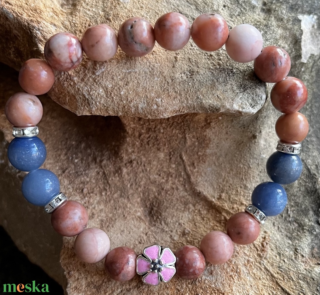 Aventurin karkötő virággal - ékszer - karkötő - ásványkarkötő - Meska.hu
