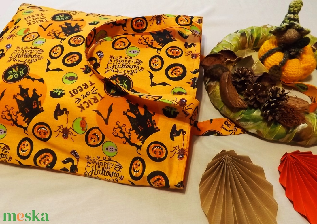 Minden nap Halloween, ünnepi mintájú szatyor - Kis méret - otthon & életmód - dekoráció - halloween - halloweeni jelmez és kiegészítők - Meska.hu