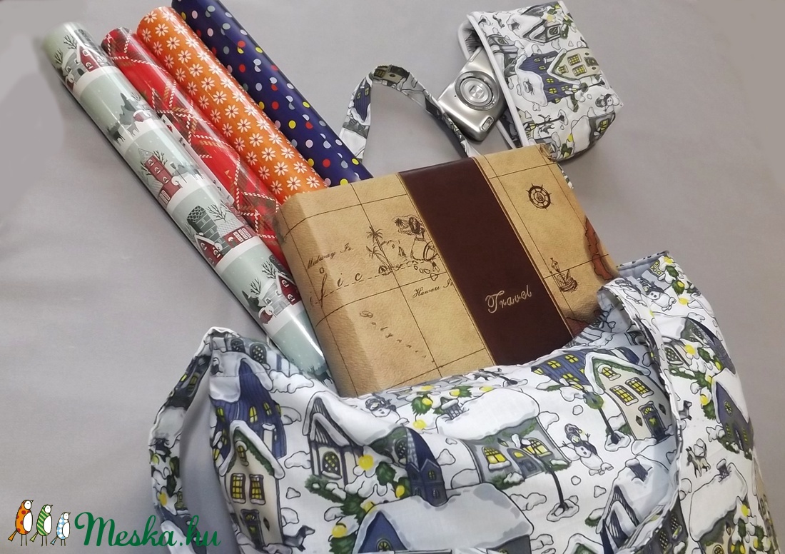 Havas házak, téli mintájú bevásárló szatyor és neszesszer szett - Nagy méret - táska & tok - bevásárlás & shopper táska - shopper, textiltáska, szatyor - Meska.hu Havas házak, téli mintájú bevásárló szatyor és neszesszer szett - Nagy méret - táska & tok - bevásárlás & shopper táska - shopper, textiltáska, szatyor - Meska.hu