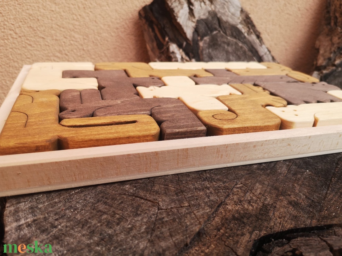 Állatos puzzle tömörfából - játék & sport - készségfejlesztő és logikai játék - montessori szivárvány, waldorf játékok - Meska.hu