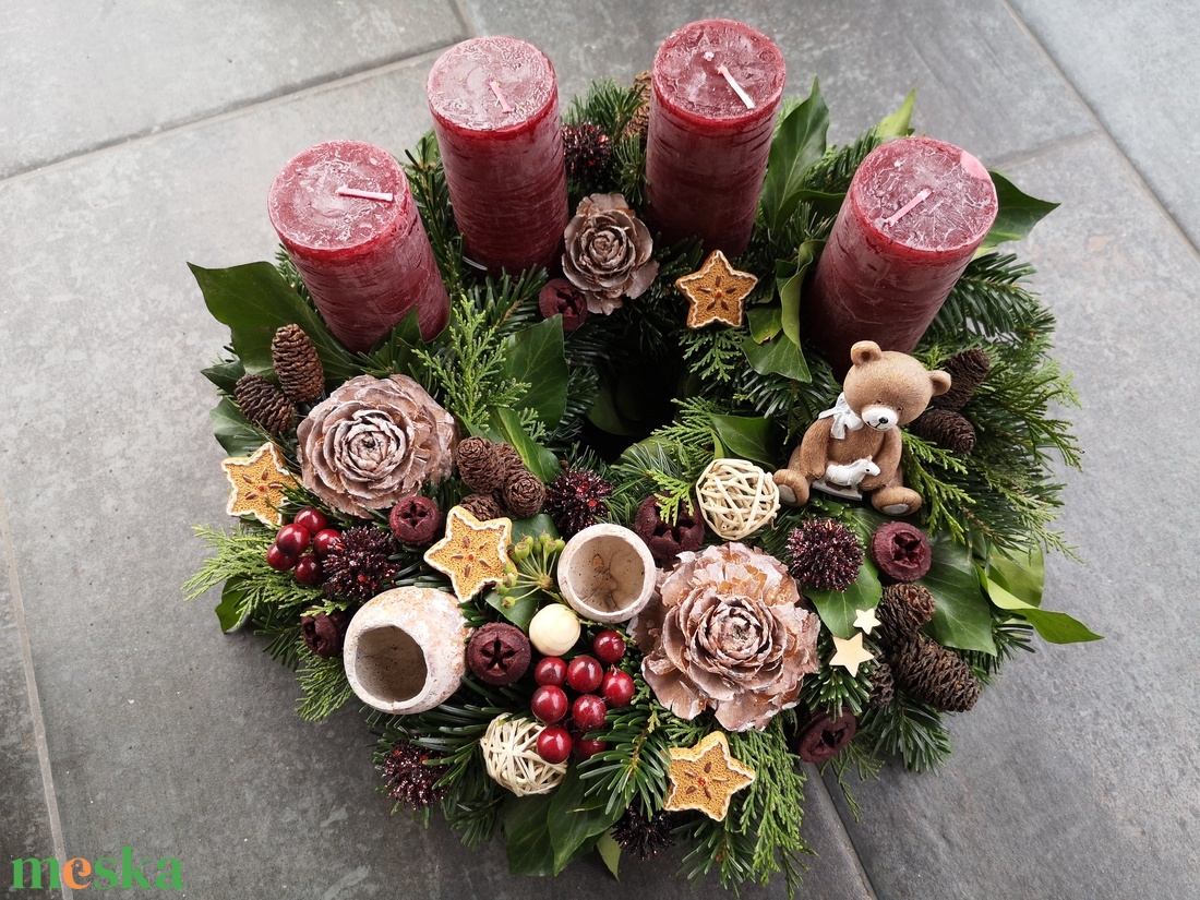 Élő fenyős adventi koszorú - karácsony - adventi díszek - adventi koszorú - Meska.hu
