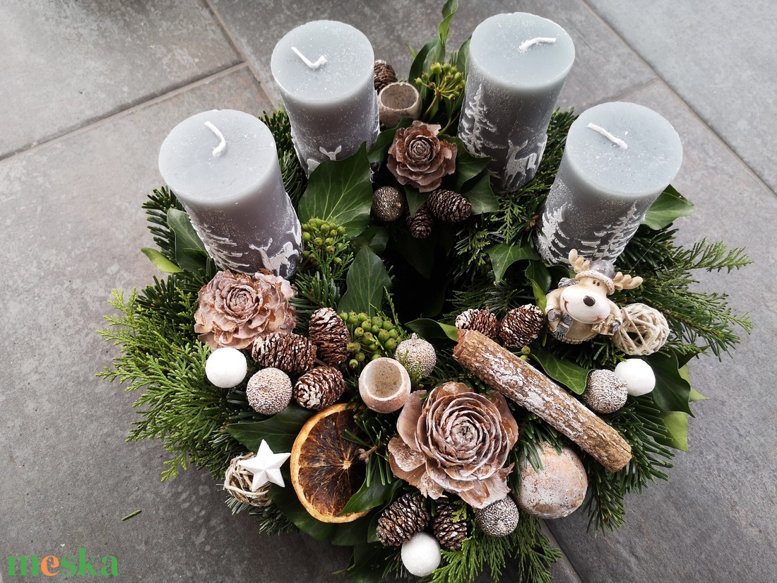 Élő fenyős adventi koszorú - karácsony - adventi díszek - adventi koszorú - Meska.hu
