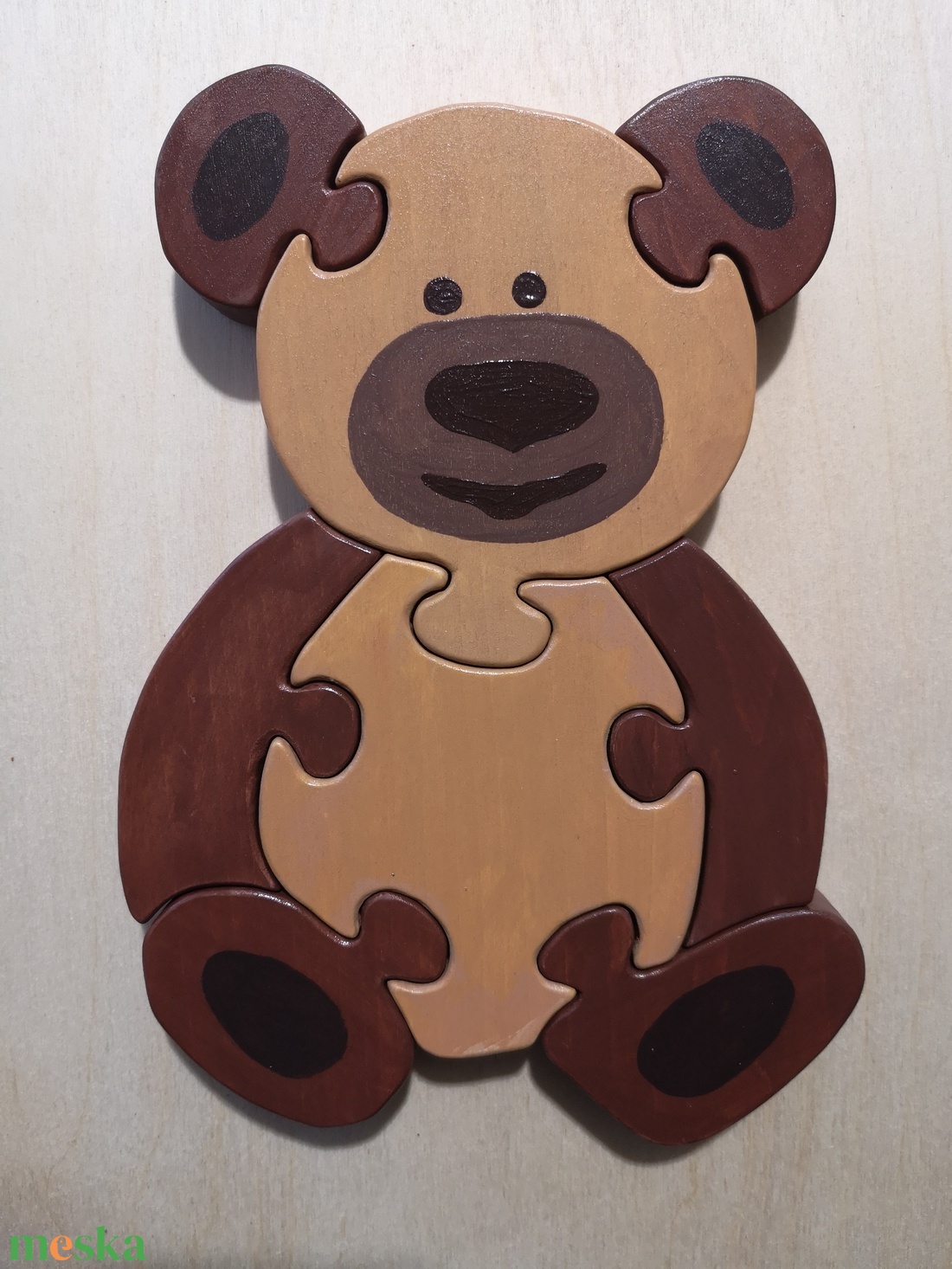 Mackó puzzle  - játék & sport - készségfejlesztő és logikai játék - montessori szivárvány, waldorf játékok - Meska.hu